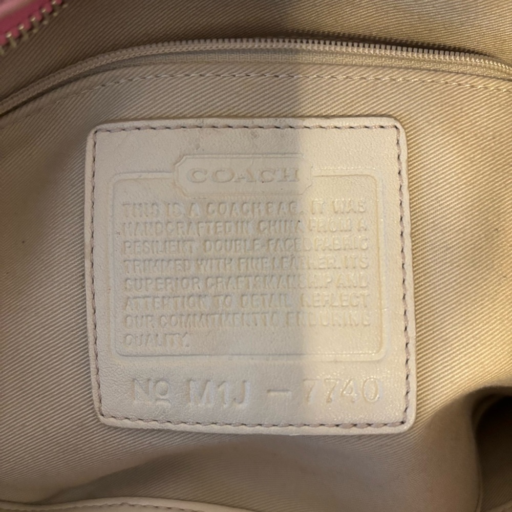 Vintage Y2K Coach Pink Canvas Hampton Spring Travel Tote Leather Trim - Picture 3 of 11
